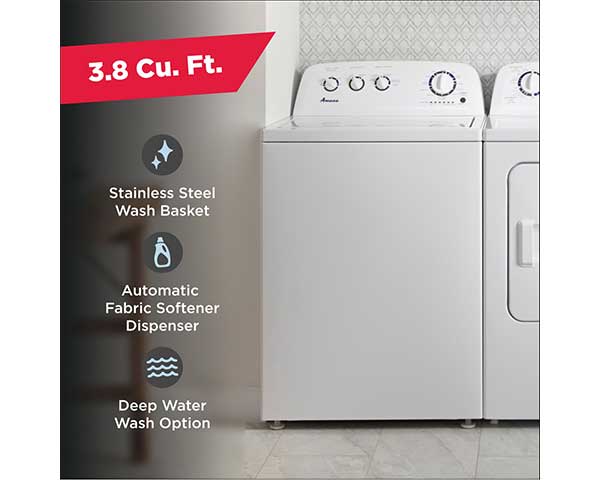 Large Capacity Top Load Washer 3.8' with High-Efficiency Agitator second view