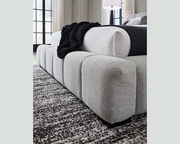 Queen Upholstered Bed with Padded Headboard and Footboard in Light Gray second view