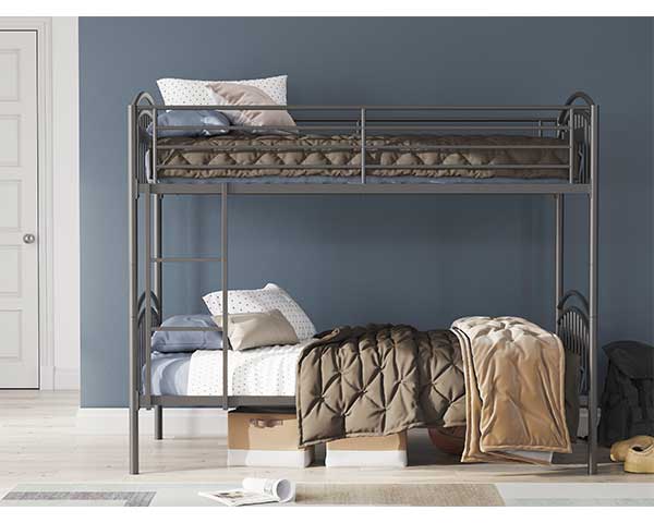 Metal Twin-Over-Twin Bunk Bed Gray second view