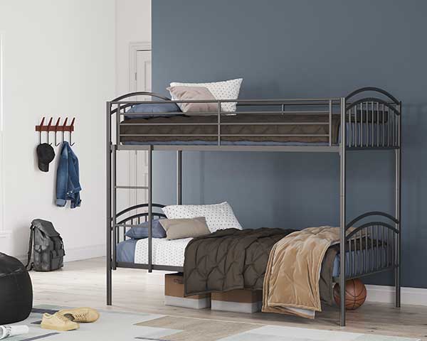 Metal Twin-Over-Twin Bunk Bed Gray