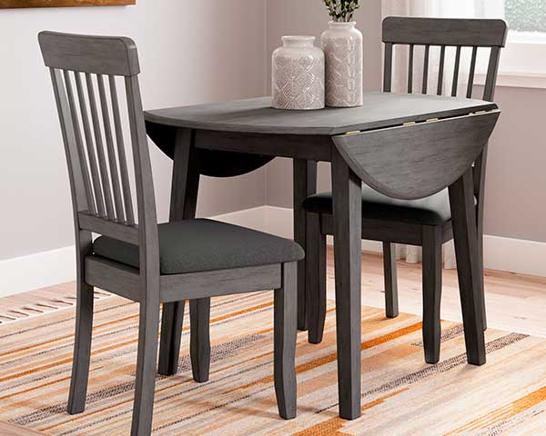 Grey Drop-Leaf Table With 2 Chairs