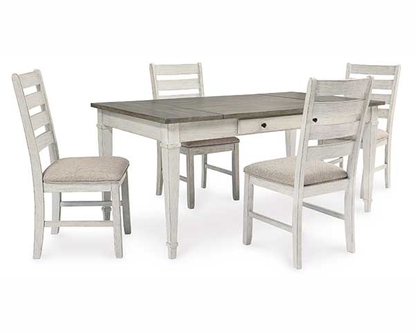Wood Dining Table With 6 Chairs White Brown second view