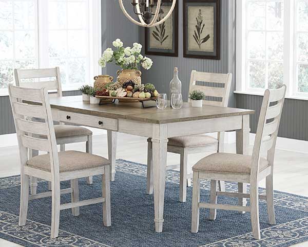 Wood Dining Table With 6 Chairs White Brown