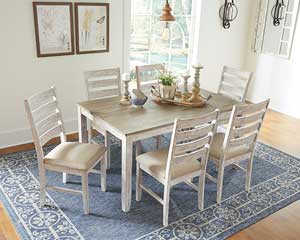 Dining Table With 6 Chairs White & Light Brown Lawrence, KS