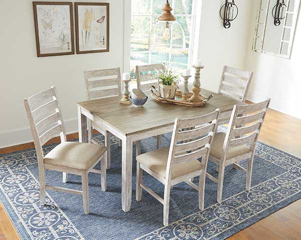 Dining Table With 6 Chairs White & Light Brown Dining Table With 6 Chairs White & Light Brown