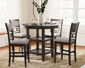 Counter Height Round Dining Table Set Dark Brown