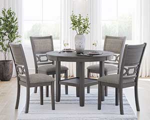 rent to own Grey Round Dining Table With 4 Chairs in Lawrence, KS.