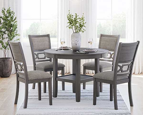 Grey Round Dining Table With 4 Chairs