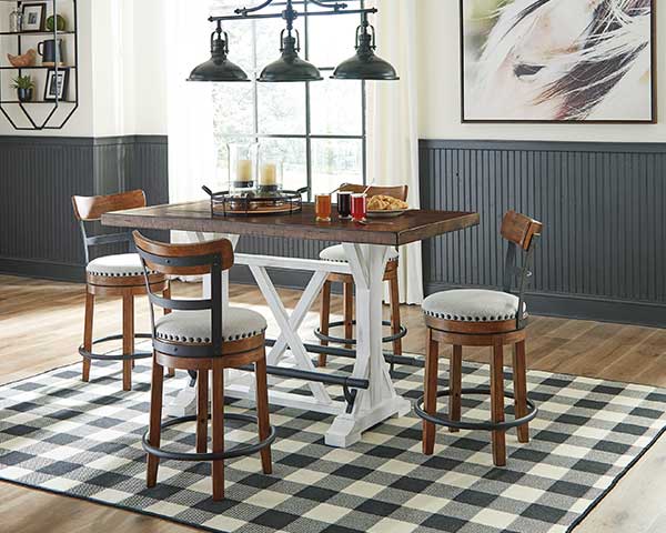 Brown & White Counter-Height Dining Table With 4 Chairs