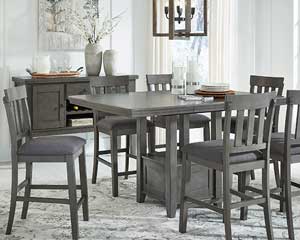 Grey Counter-Height Dining Table With 6 Chairs