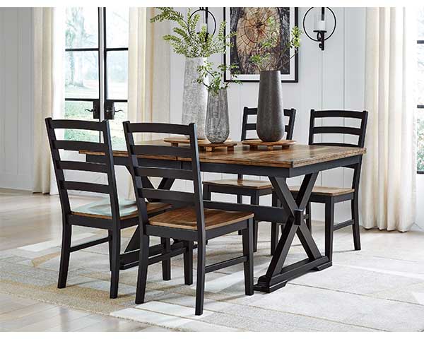 Brown & Black Wood Dining Table With 6 Chairs second view