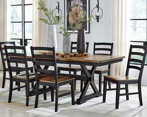 rent to own Brown & Black Wood Dining Table With 6 Chairs in Lawrence, KS.