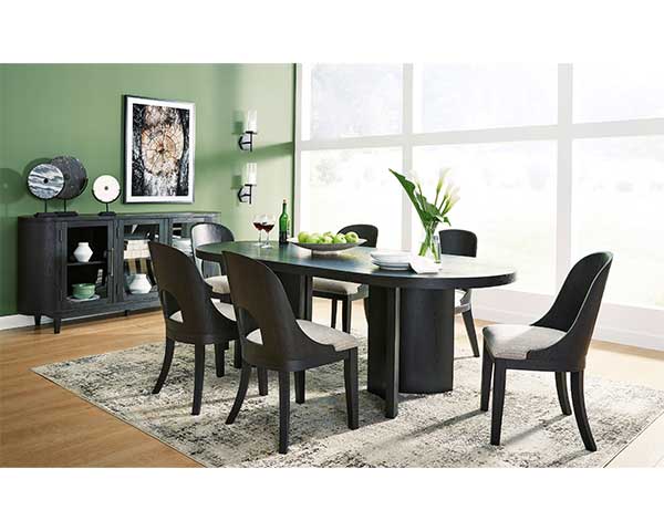 Dining Table Set With 6 Chairs Oval Black second view