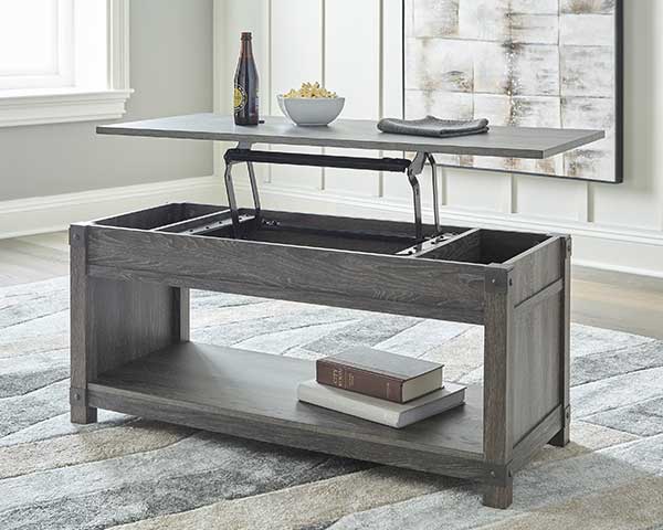 Lift Top Raise Up Coffee Table Wood Light Brown