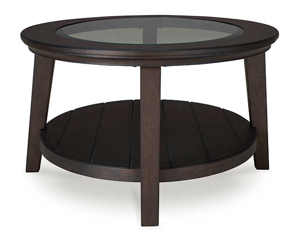 Oval Wood Coffee Table With Glass Top & End Table second view