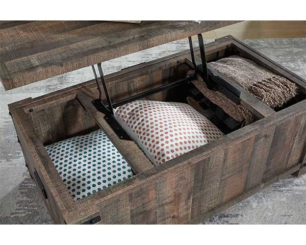 Rustic Wood Lift Top Raise Up Coffee Table second view