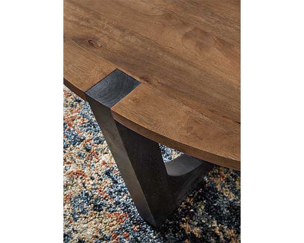 Brown & Black Round Coffee Table & End Table Set second view