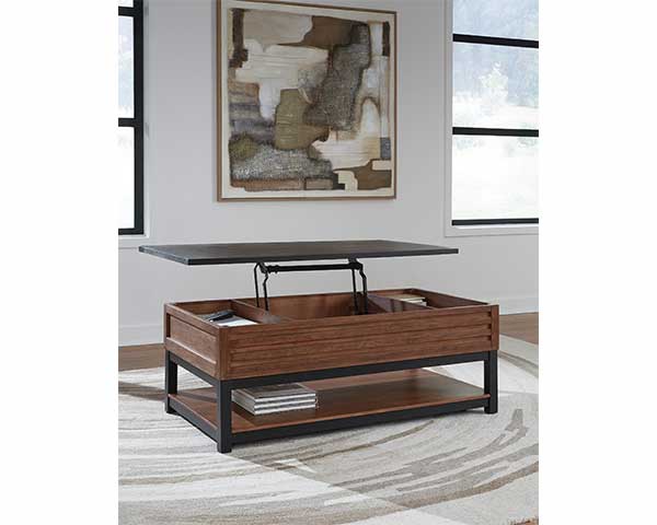 Wood Coffee Table With Lift Top Brown Black second view