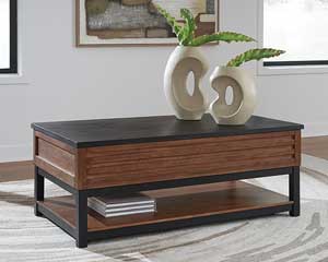 Wood Coffee Table With Lift Top Brown Black