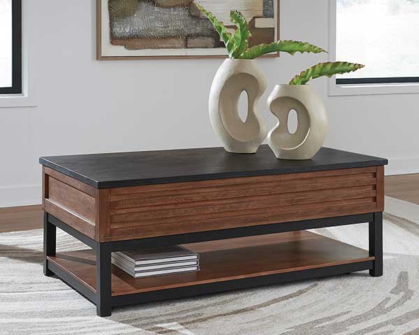 Wood Coffee Table With Lift Top Brown Black