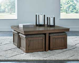 Coffee Table with 4 Stools Brown
