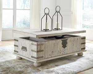 Raise Up Lift Top Coffee Table White Wash Grey