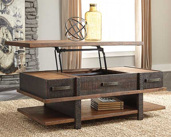 Raise-Up Coffee Table With Lift Top Two-Tone