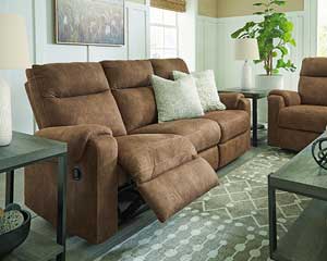 rent to own Sofa That Reclines Brindle in Lawrence, KS.
