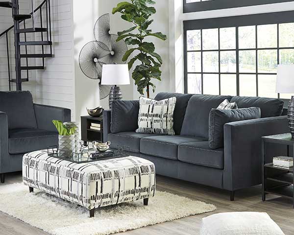 Sofa With Loveseat Dark Grey Living Room Furniture Set