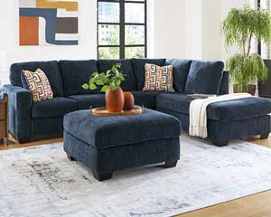 rent to own Sectional With Ottoman 3 Piece Blue in Lawrence, KS.