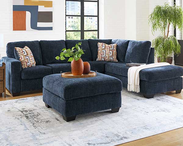 Sectional With Ottoman 3 Piece Blue