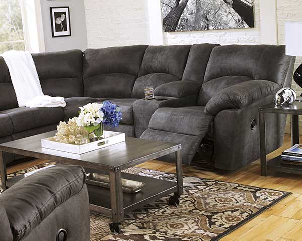 Sectional That Reclines 2 Piece Grey second view