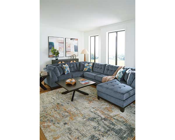 Sectional With Ottoman 4 Piece Blue second view