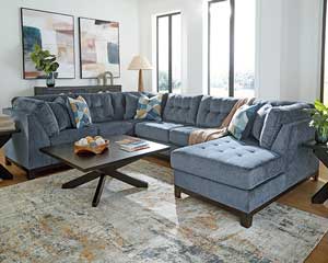 Sectional With Ottoman 4 Piece Blue