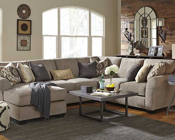 Driftwood-Colored Sectional Sofa 4 Piece