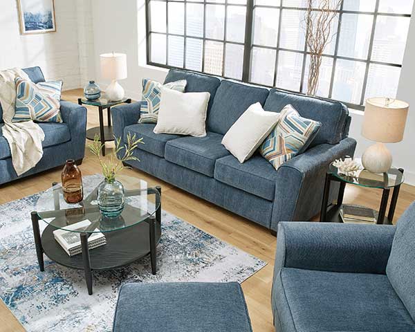 Blue Sofa With Armchair