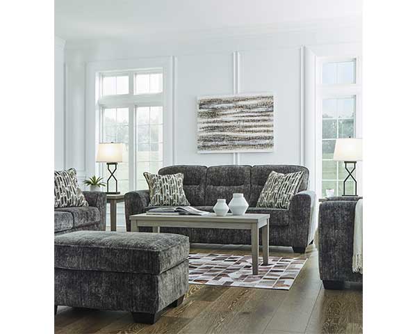 Gunmetal Gray Sofa With Chair & Ottoman second view
