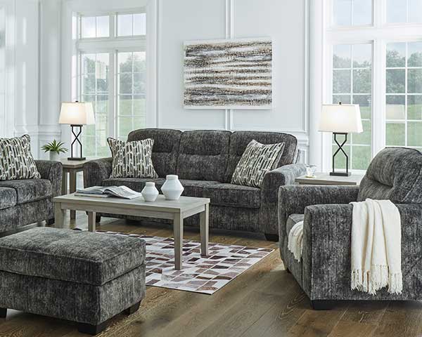 Gunmetal Gray Sofa With Chair & Ottoman