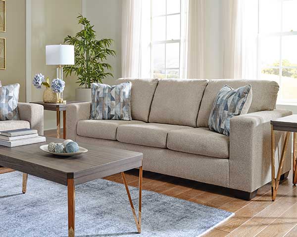 Parchment Sofa With Recliner