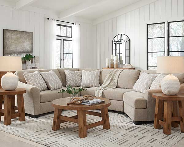 Cork-Colored Sectional Sofa 3 Piece