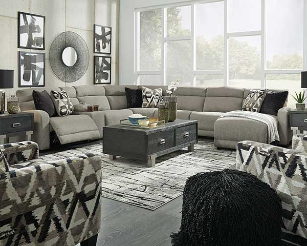 Power Sectional That Reclines 7 Piece Stone