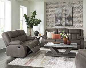 rent to own Gunmetal Gray Sofa That Reclines in Lawrence, KS.