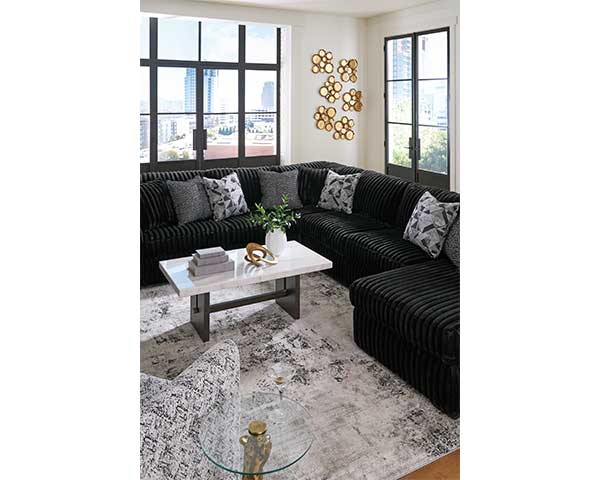 Sofa With Chaise Lounge 3 Piece Black second view
