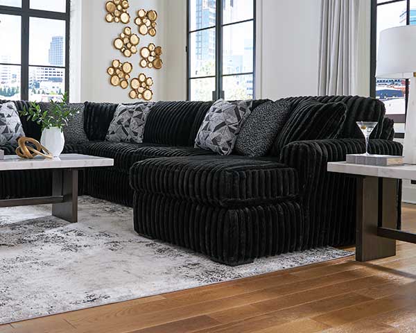 Sofa With Chaise Lounge 3 Piece Black