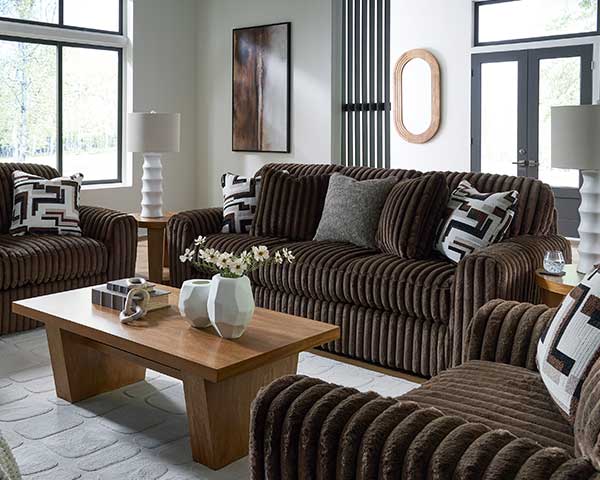 Sofa With Chair & Ottoman Chocolate