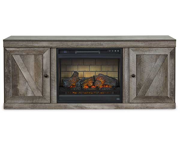 2 Door 60" TV Stand with Open Center Shelving& Electric Fireplace second view