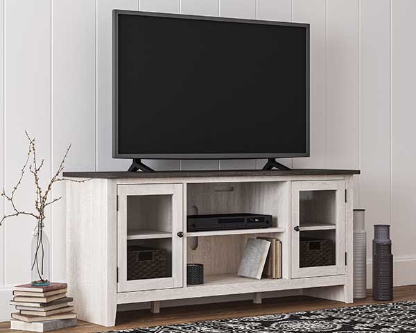 Farmhouse Inspired TV Stand 60" White-Grey