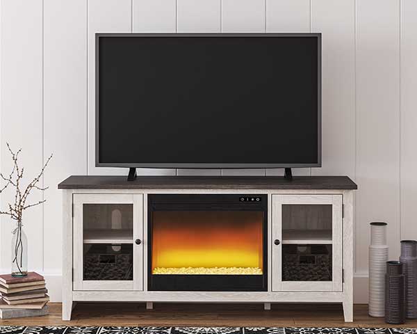 TV Stand With Electric Fireplace 60" Two-Tone