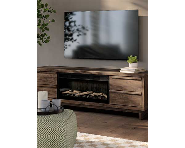 72" Wood Brown Fireplace TV Stand second view
