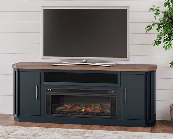 83" Fireplace TV Stand Wood Brown Blue